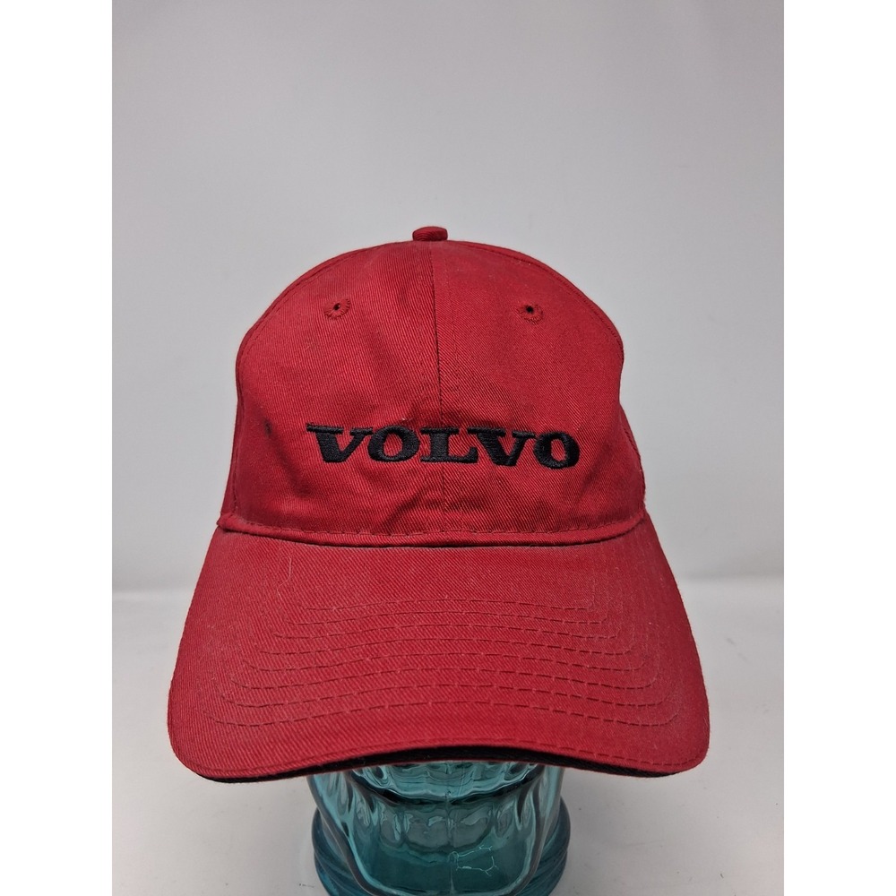 Volvo Strapback Hat Red Cap Adjustable Black Logo Baseball Cap OSFM Automotive